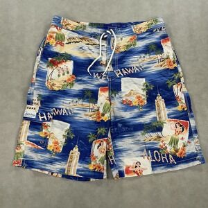 Polo Ralph Lauren Swim Shorts Mens‎ Large Blue Hawaii Hula Aloha Floral Hawaiian